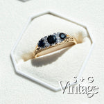 Vintage 9ct Solid Gold Sapphire & Diamond Ring - seolgold
