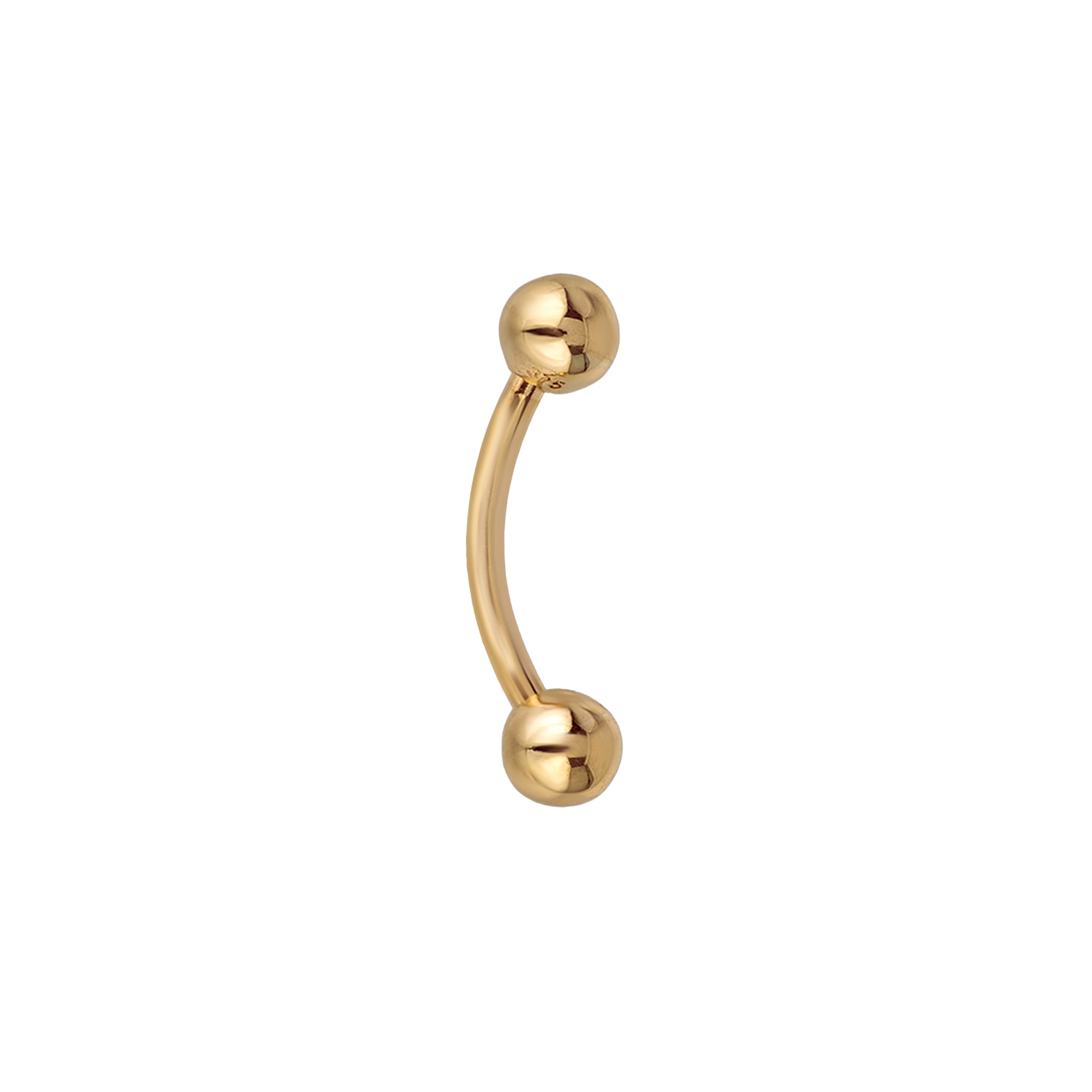 9ct Gold curved barbell on a white background - seolgold