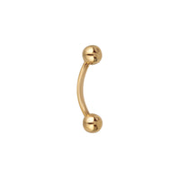 9ct Gold curved barbell on a white background - seolgold
