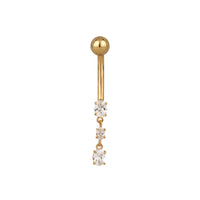 Gold belly button ring with clear gemstones on a white background - seolgold