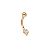 9ct Solid Gold - 9 carat - 9k gold - CZ Lotus Belly Bar - seolgold