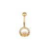Gold belly button ring with claddagh design on a white background - seolgold