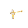 Gold nose stud with three small diamonds on a white background - seolgold