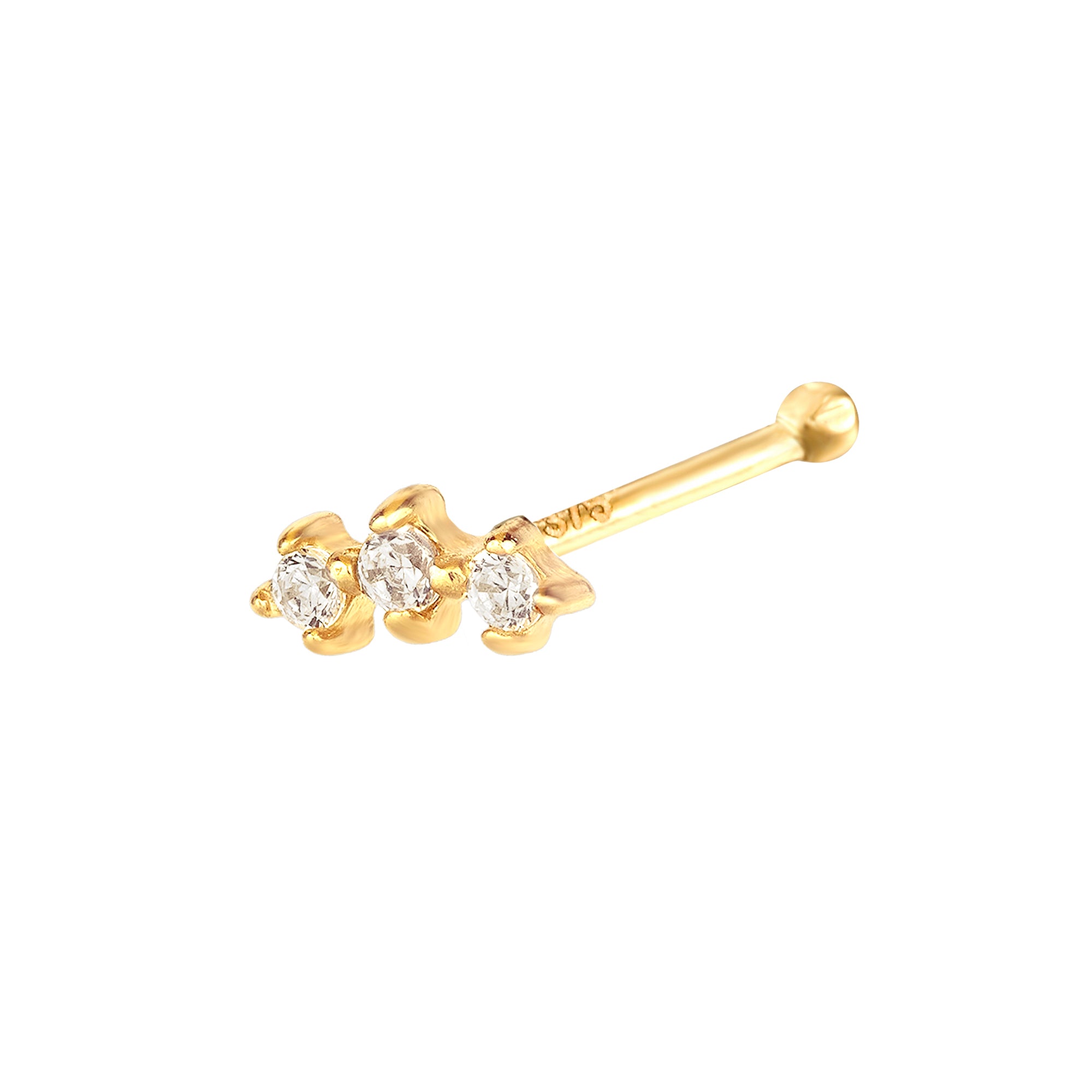 9ct Solid Gold Tiny CZ Constellation Nose Stud - seolgold