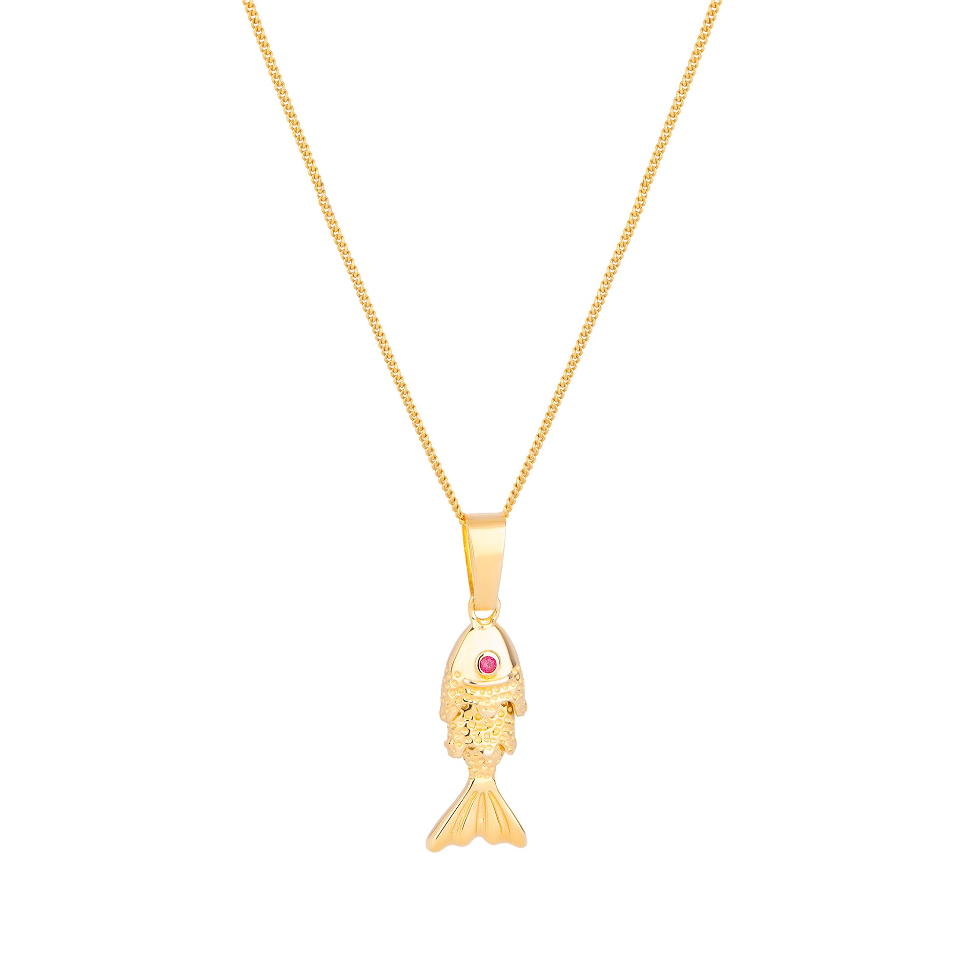 ruby stone fish pendant - seolgold