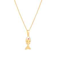 ruby stone fish pendant - seolgold