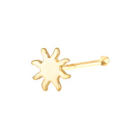 Gold sun-shaped nose stud on a white background - seolgold