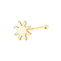 Gold sun-shaped nose stud on a white background - seolgold