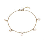 18ct Gold Vermeil Pearl Charm Anklet