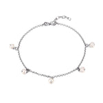 Sterling Silver Pearl Charm Anklet