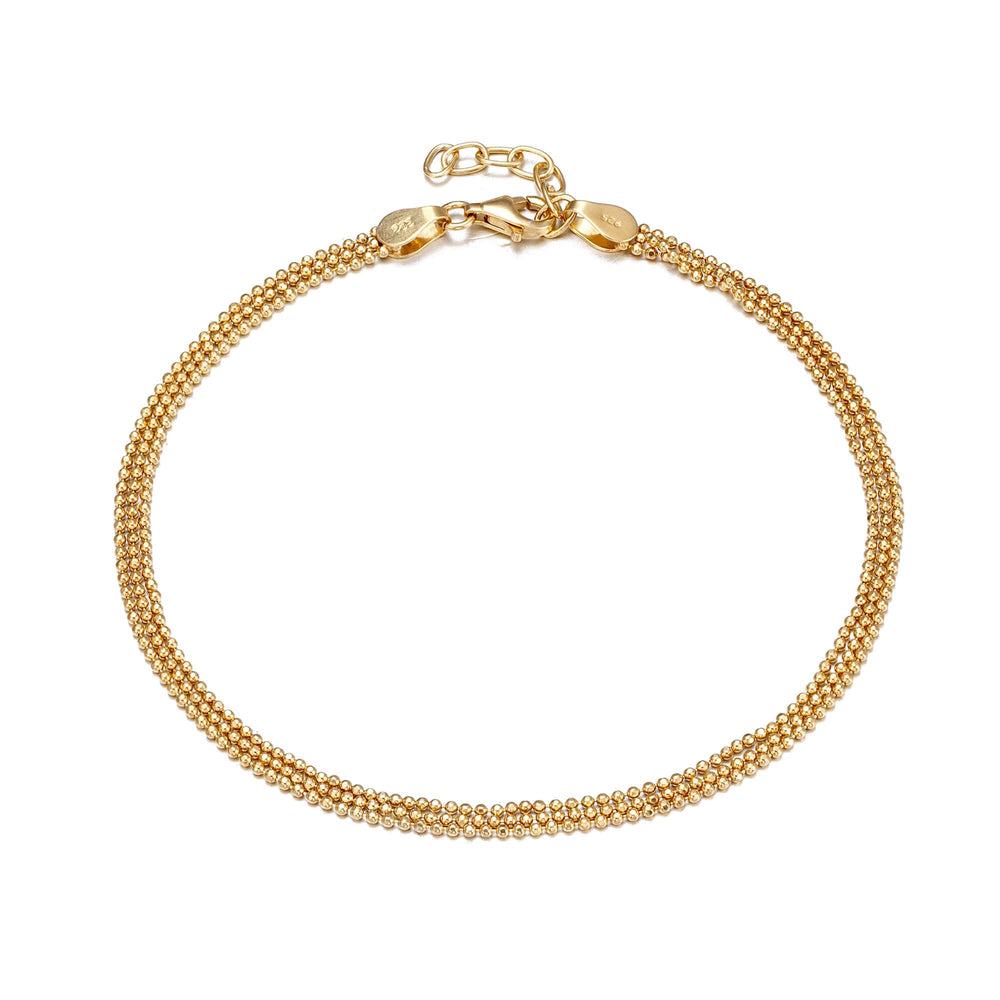 triple bead anklet - seol gold