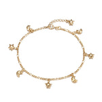 18ct Gold Vermeil Star Moon Figaro Anklet