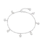 Sterling Silver Star Moon Figaro Anklet