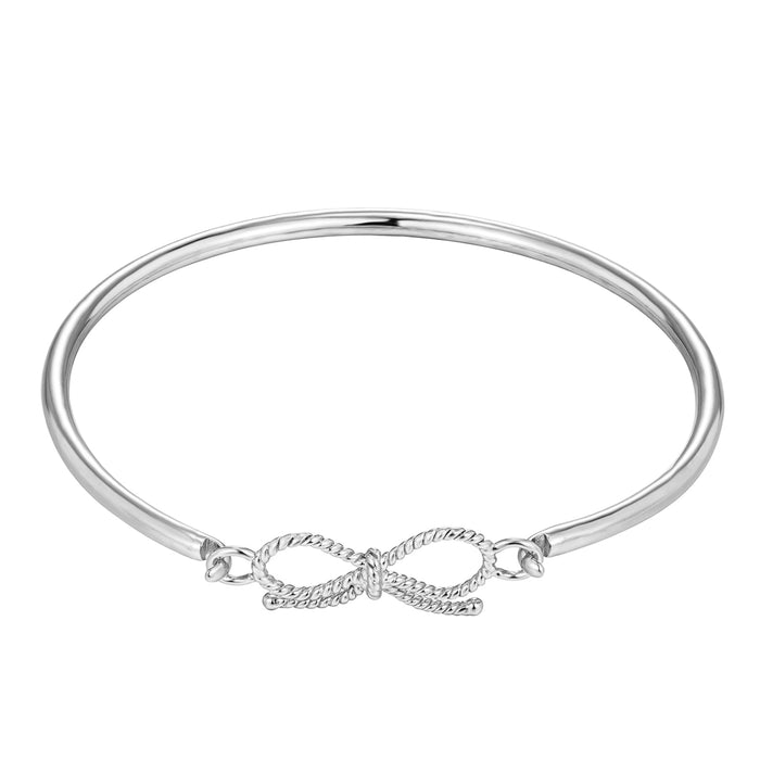 silver rope Bow Bangle - seolgold