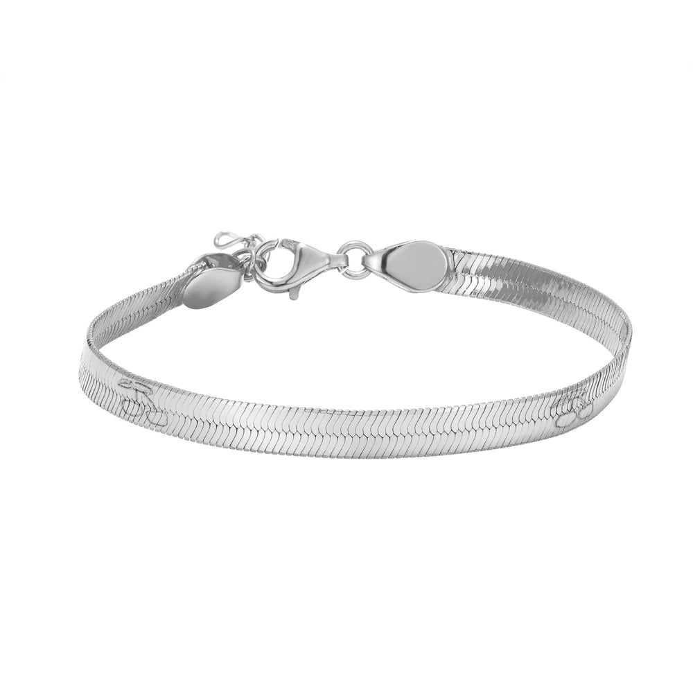 Sterling Silver Cherry Engraved Snake Chain Bracelet