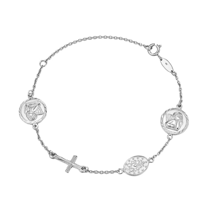 silver - Cherub Virgin Mary Charm Bracelet - seolgold
