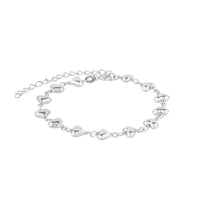 Sterling Silver Puffed Heart Chain Bracelet - seolgold