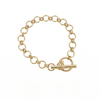 Gold chain bracelet with a toggle clasp on a white background - seolgold