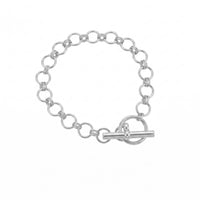 Silver chain bracelet with a toggle clasp on a white background - seolgold