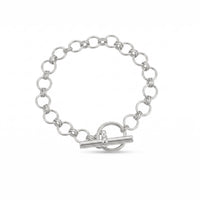 Silver chain bracelet with a toggle clasp on a white background - seolgold