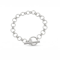 Silver chain bracelet with a toggle clasp on a white background - seolgold