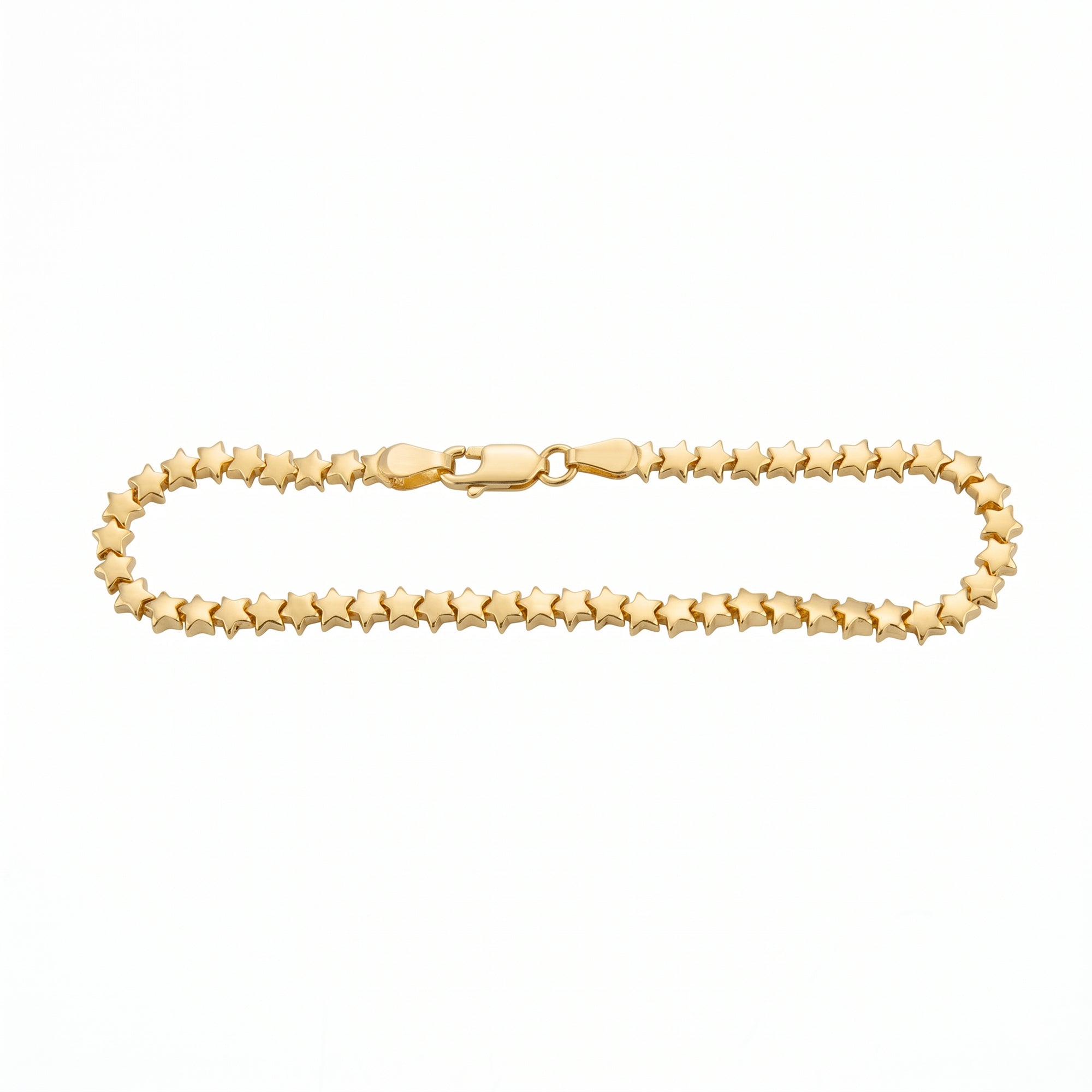 Gold bracelet with star-shaped links on a white background - seolgold