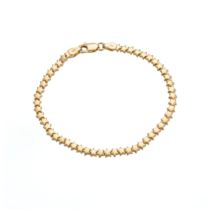 Gold bracelet with star-shaped beads on a white background - seolgold