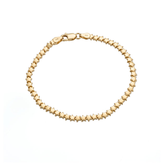 Gold bracelet with star-shaped beads on a white background - seolgold
