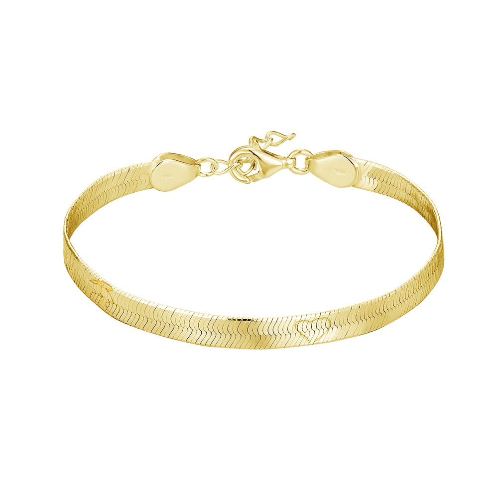 18ct Gold Vermeil Cherry and Heart Engraved Snake Chain Bracelet