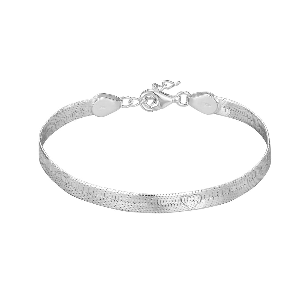 Sterling Silver Cherry and Heart Engraved Snake Chain Bracelet