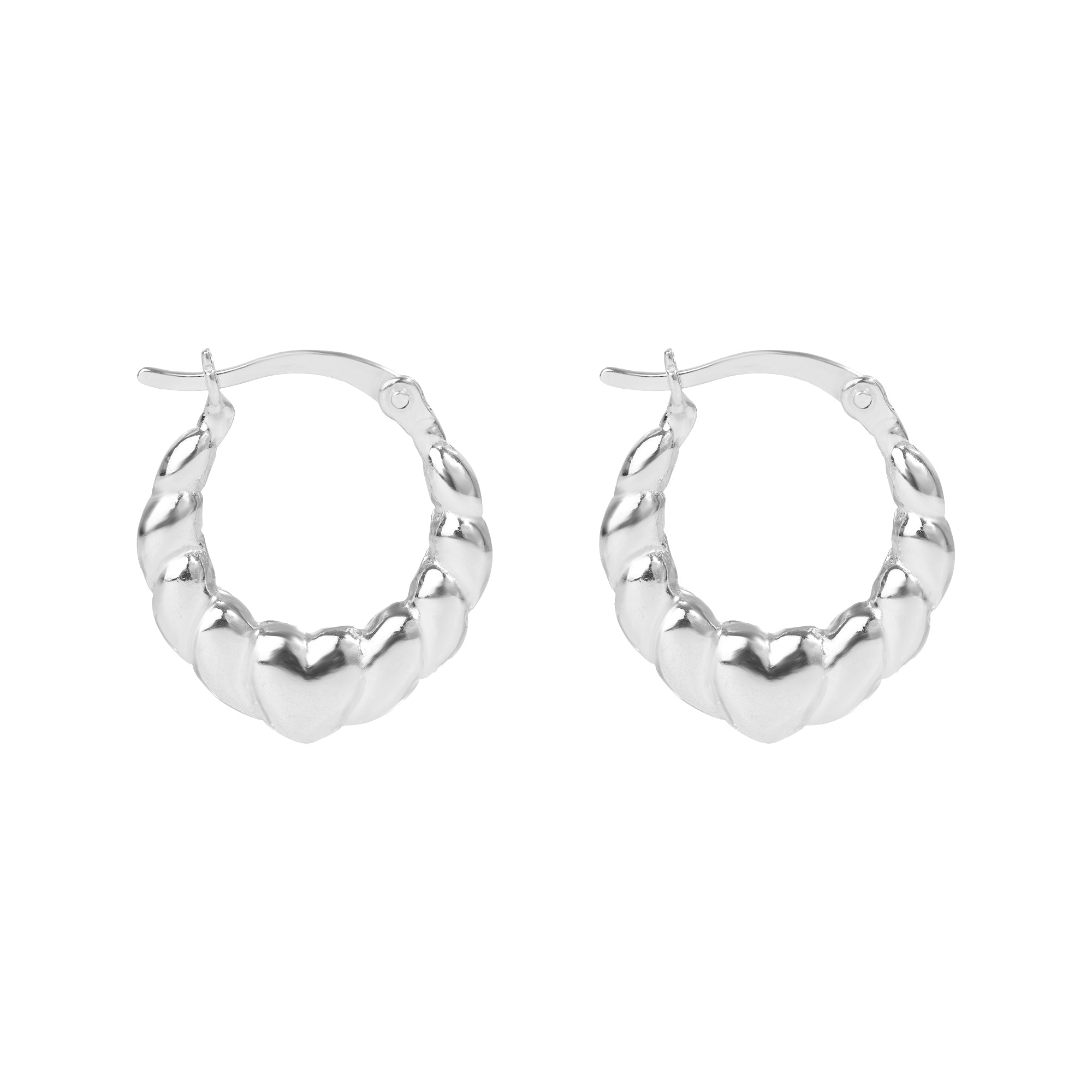 Silver hoop earrings on a white background - seolgold