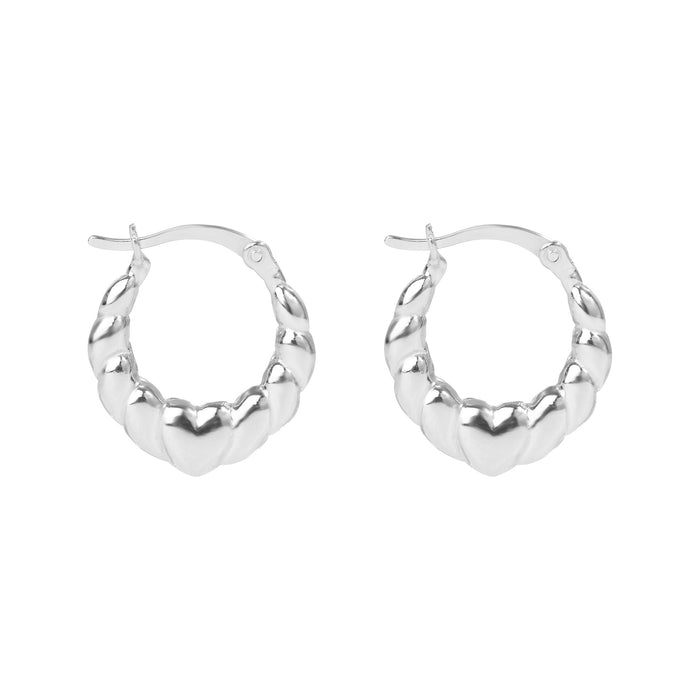 Silver hoop earrings on a white background - seolgold