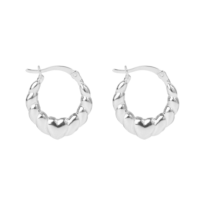 Silver hoop earrings on a white background - seolgold