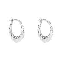 Pair of silver hoop earrings on a white background - seolgold
