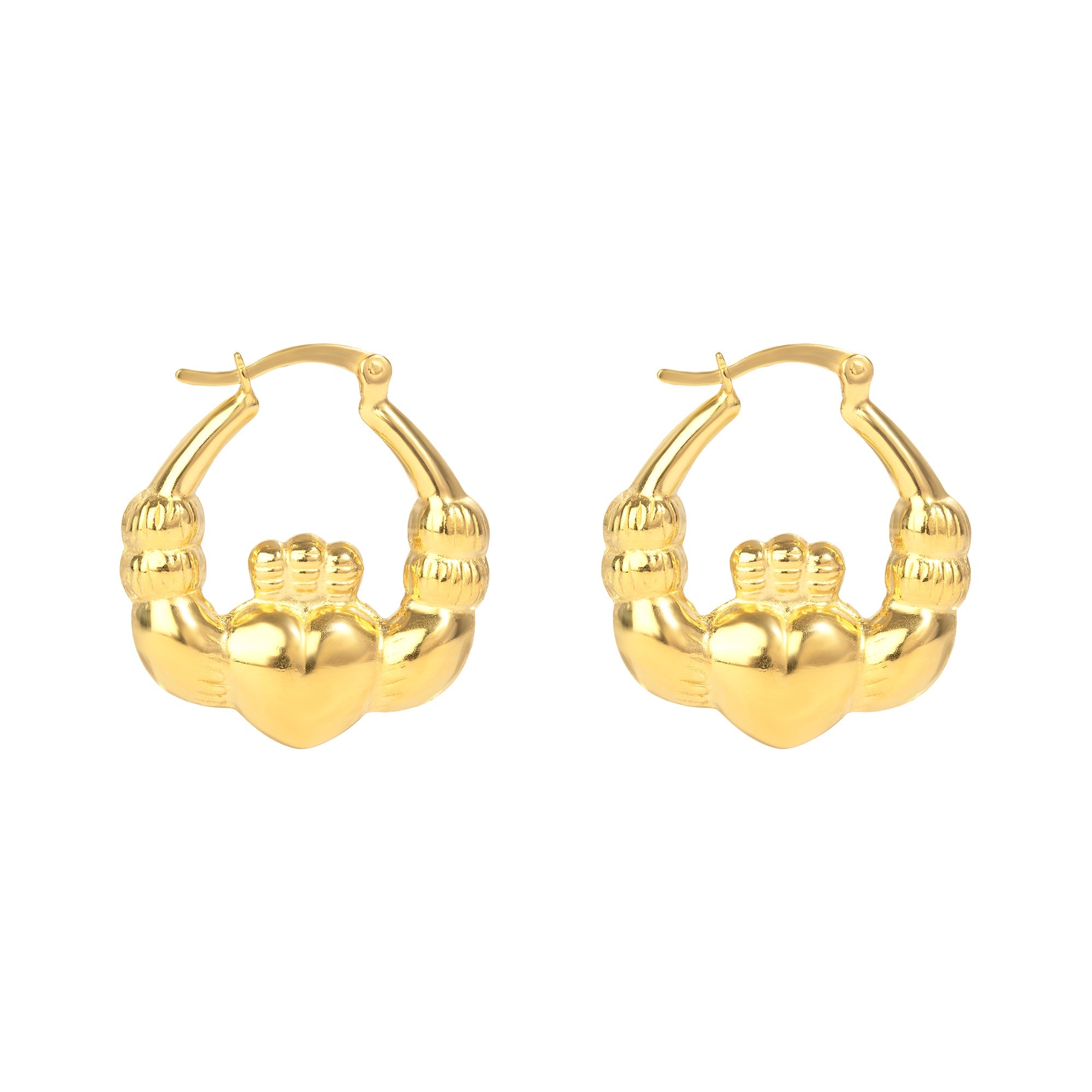 Gold hoop earrings on a white background - seolgold