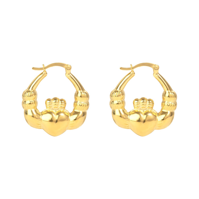 Gold hoop earrings on a white background - seolgold