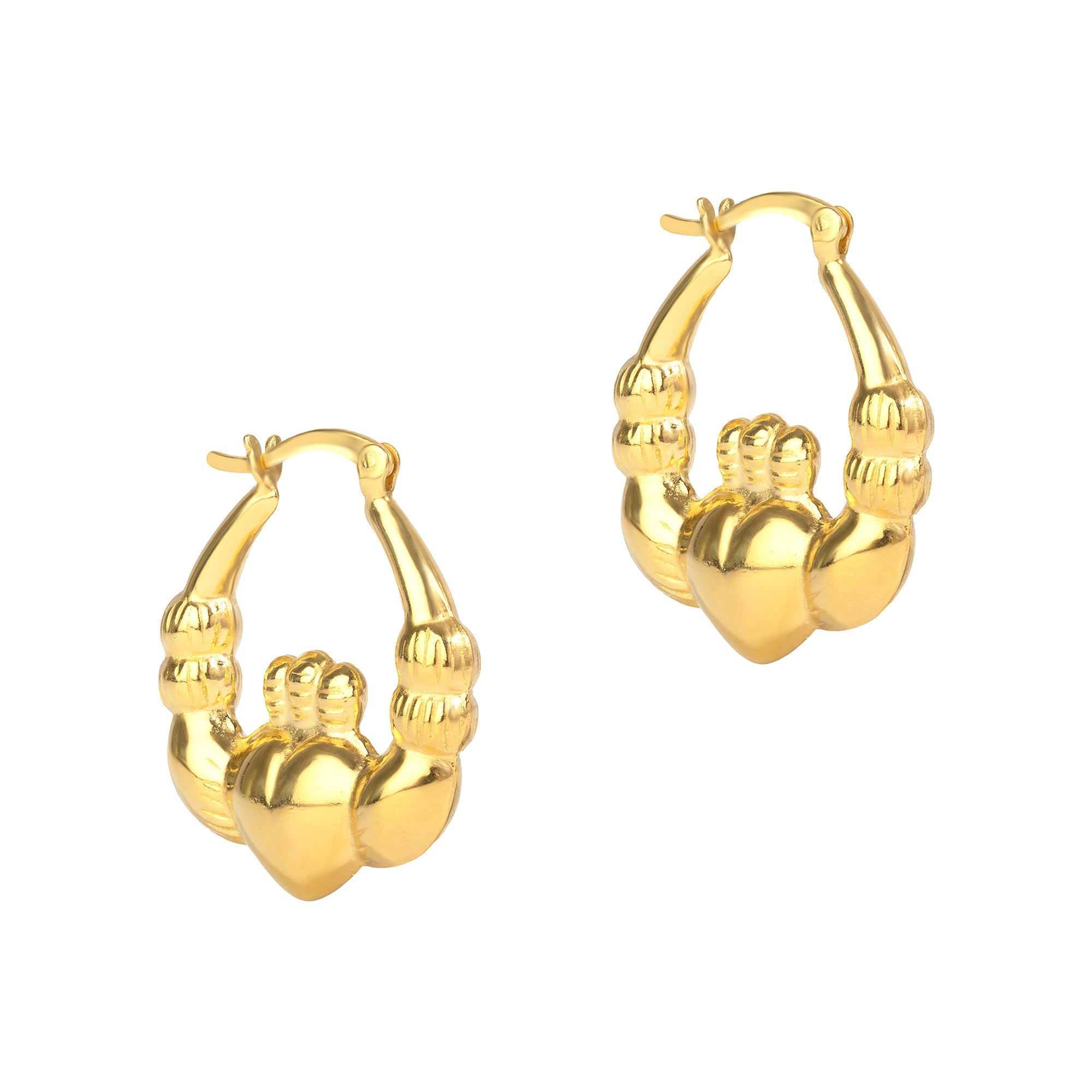 Gold hoop earrings on a white background - seolgold