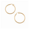 A pair of polished gold hoop earrings with a classic creole clasp, displayed on a clean white background - seolgold