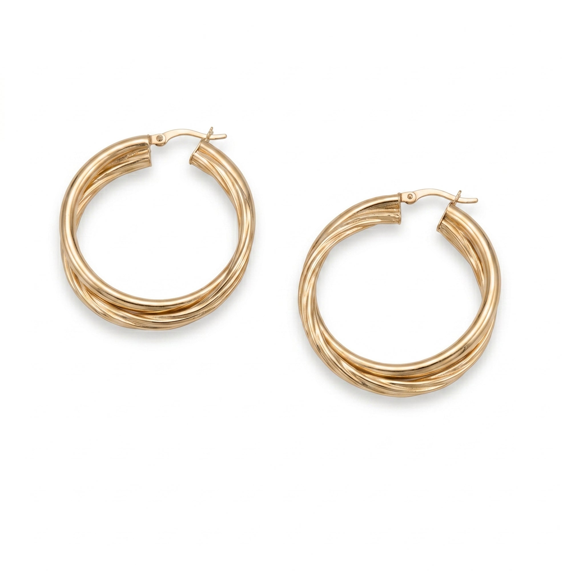 Gold hoop earrings on a white background - seolgold