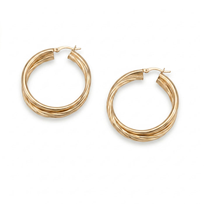Gold hoop earrings on a white background - seolgold