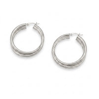 Sterling Silver Large Rope Twist Hoops - seolgold