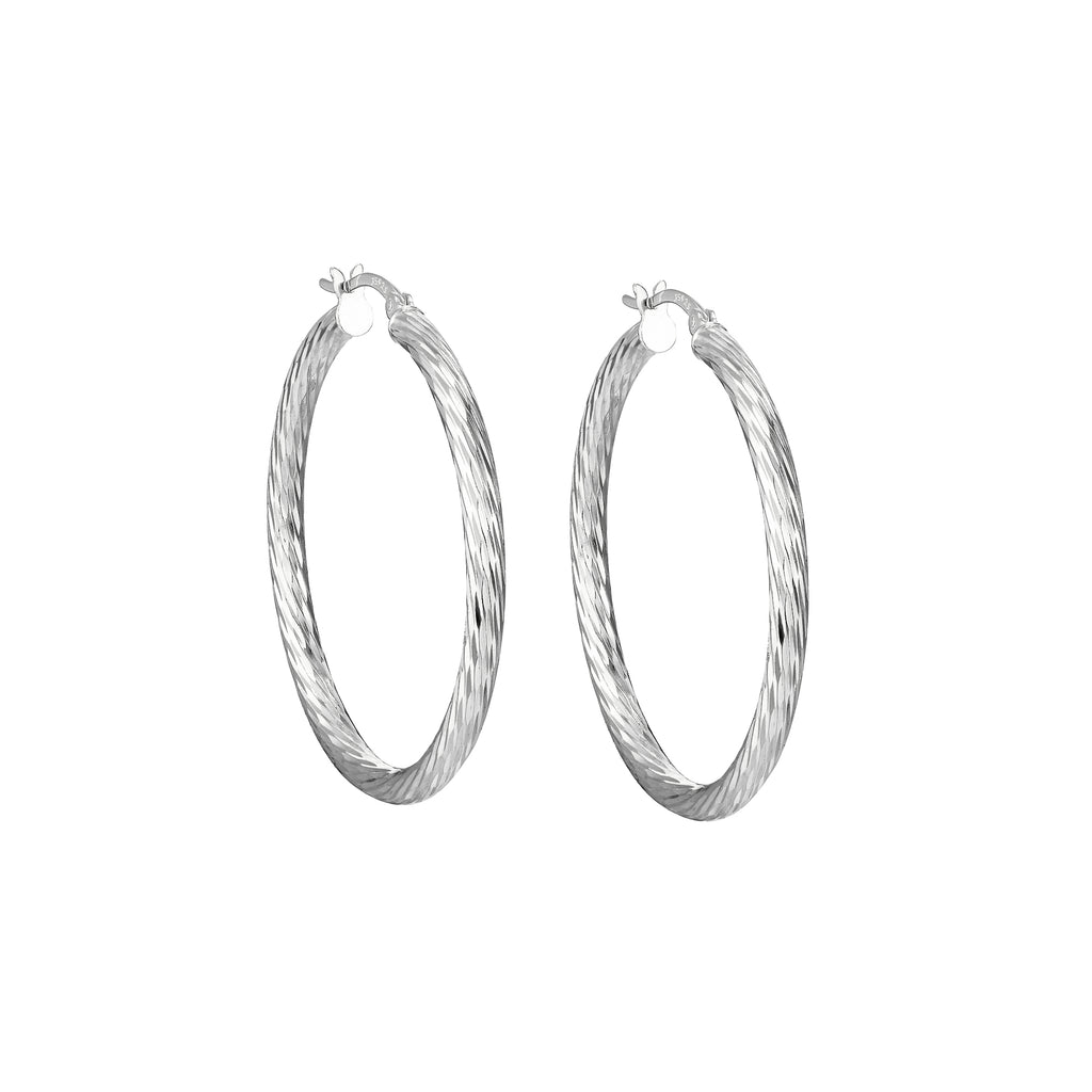 Sterling Silver Oversized Engraved Hoops