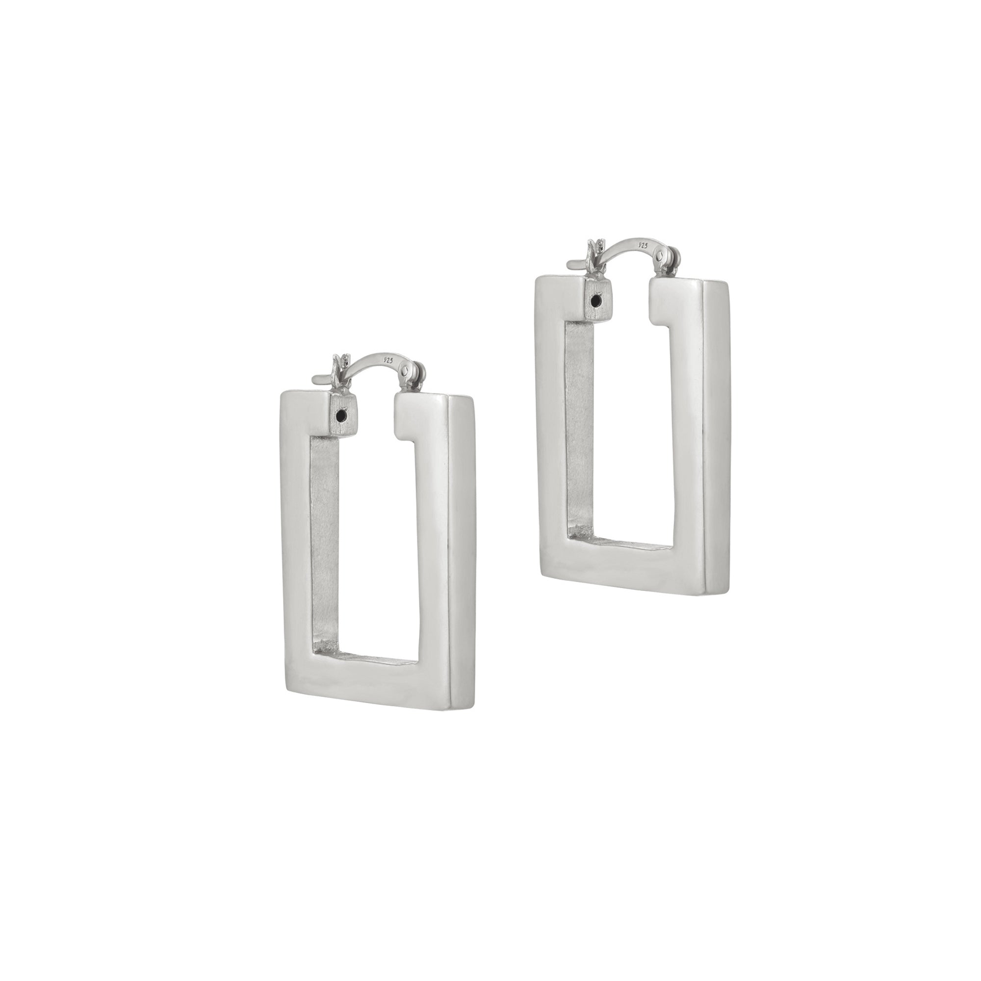 silver square earrings - seolgold