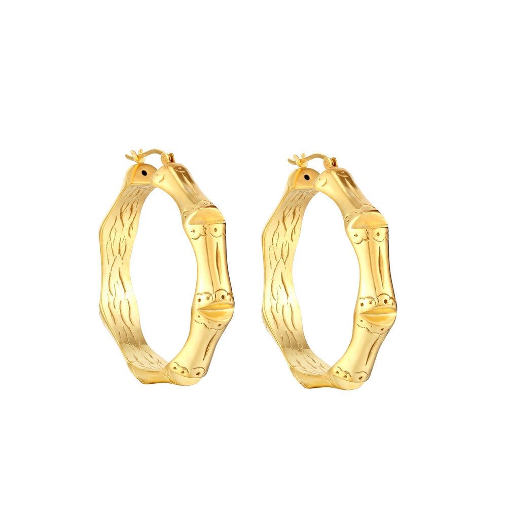 18ct Gold Vermeil Large Bamboo Creoles