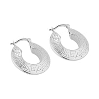Sterling Silver Greek Key Hoop Earrings - seolgold
