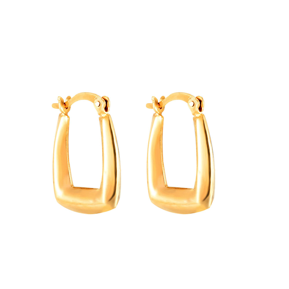 18ct Gold Vermeil Edged Rectangular Hoop Earrings