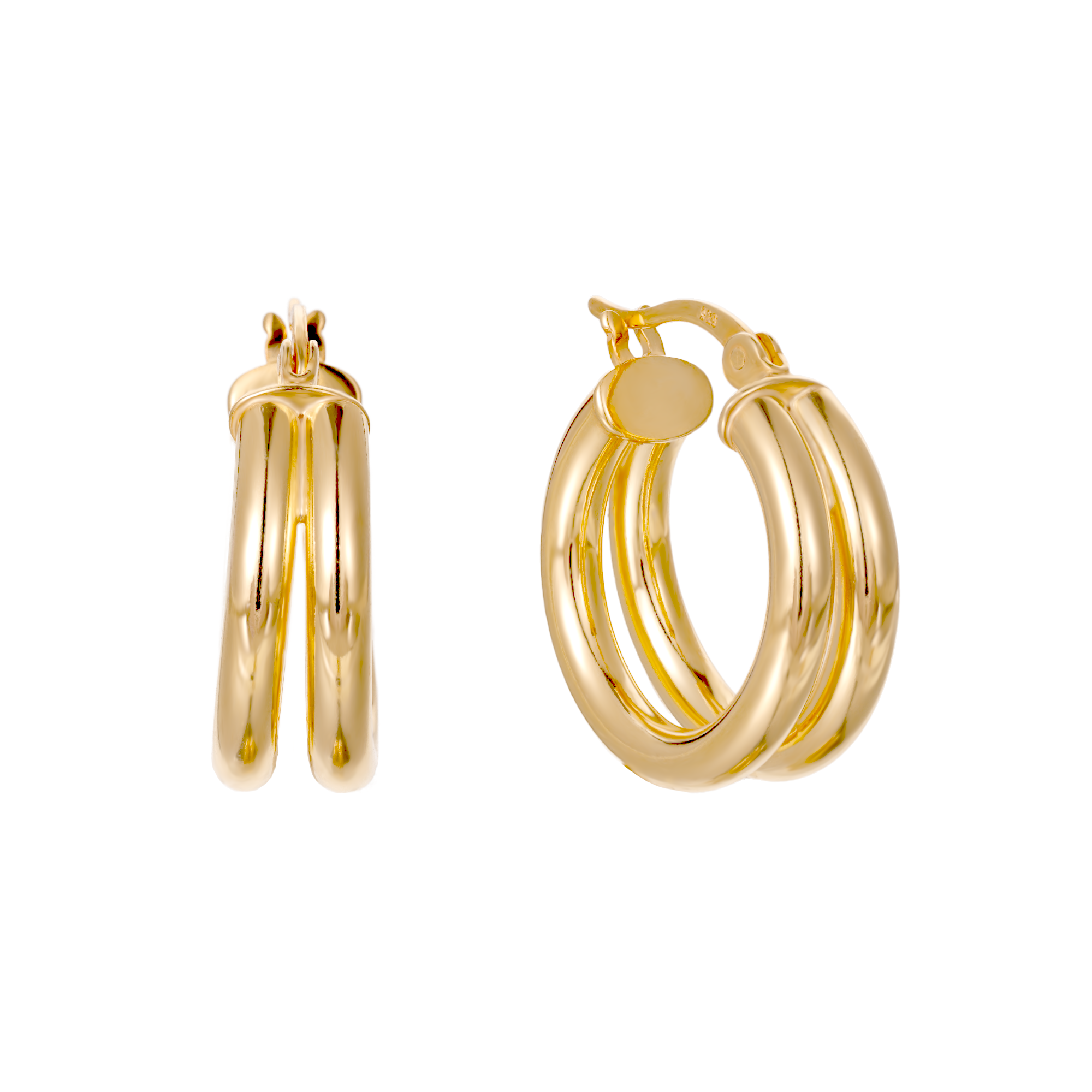 18ct Gold Vermeil Double Hoop Earrings - Seol Gold