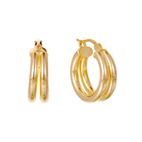 18ct Gold Vermeil Double Hoop Earrings - Seol Gold