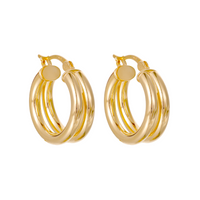 Gold Double Hoop Earrings - Seol Gold