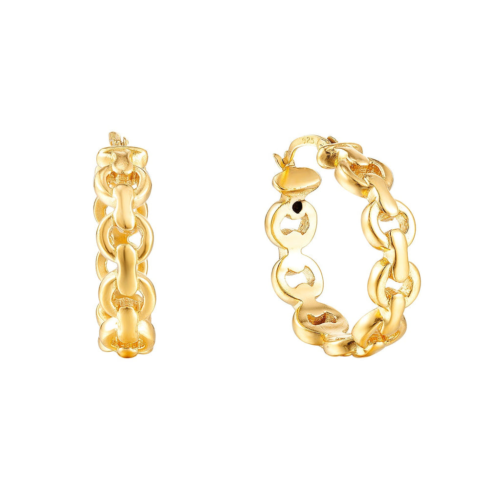 18ct Gold Vermeil Seol gold - Anchor Chain Hoop Earrings